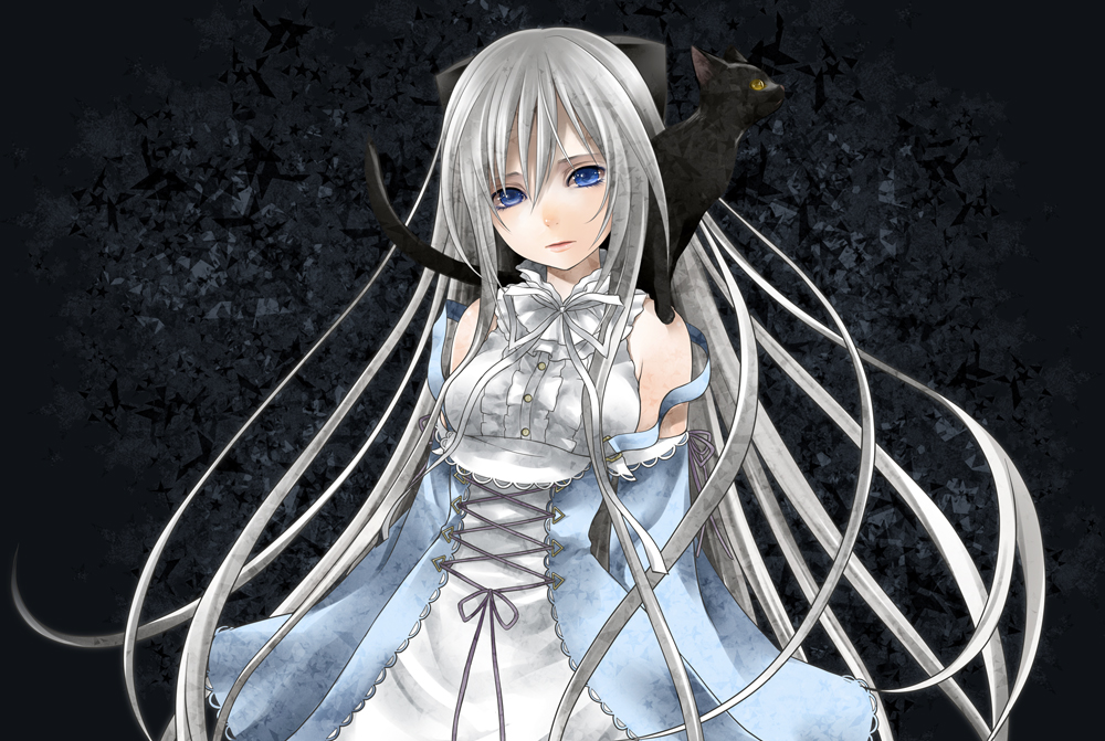 Anime girl with silver hair and blue eyes