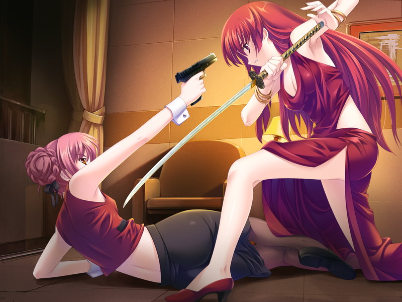 Anime boy and girl fighting