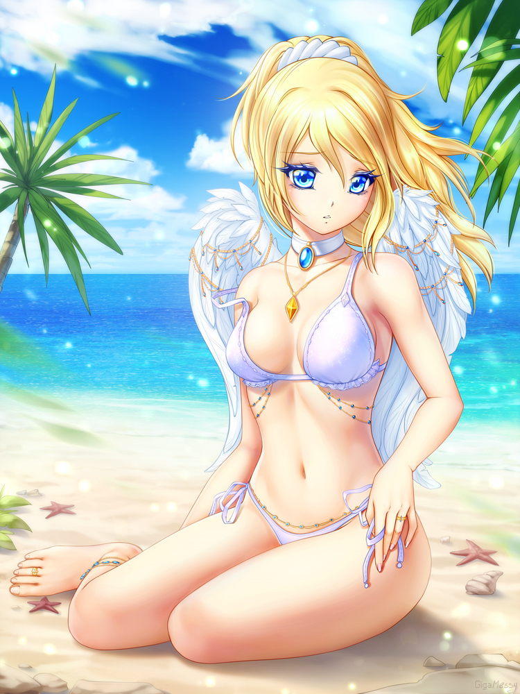Outdoor wet blonde anime