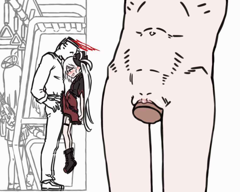 1boy 3girls animated animated_gif assault_rifle black_boots black_jacket blue_archive blush boots clitoris clothed_sex clothes_lift commentary_request doodle_sensei_(blue_archive) drifter grey_hair gun halo hanging_legs hetero jacket korean_commentary lifted_by_penis lifting_person loli long_hair multiple_girls mutsuki_(blue_archive) open_mouth penis pussy red_halo red_skirt rifle sensei_(blue_archive) sex side_ponytail skirt skirt_lift smile solo_focus standing standing_missionary standing_sex stomach_bulge train_interior uncensored vaginal very_long_hair weapon