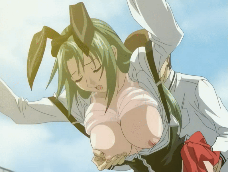 00s 1boy 1girl 2005 animal_ears animated animated_gif ass bent_over bible_black bible_black_only black_thighhighs bouncing_breasts bra bra_lift breasts breasts_out chain-link_fence closed_eyes clothed_sex clothes_lift doggystyle dress fake_animal_ears fence grabbing_another's_breast green_hair groping hairband hetero implied_sex ito_mika large_breasts long_hair nipples open_clothes open_shirt outdoors rabbit_ears red_dress ribbon school school_roof school_rooftop school_uniform sex sex_from_behind skirt tagme thighhighs underwear zettai_ryouiki