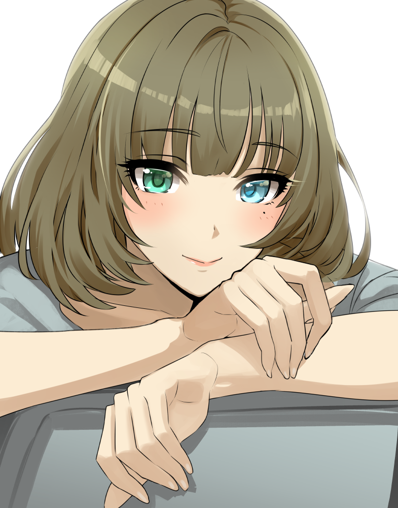 Brown hair green eyes anime girl