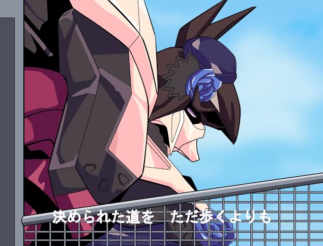 animal_ears blue_flower blue_rose blue_sky cloud commentary_request flipped_hair flower hat hat_flower horse_ears kikou_senki_dragonar mecha mecha_focus no_humans parody purple_eyes reprilo_channel rice_shower_(umamusume) robot rose scene_reference science_fiction sky subtitled tilted_headwear umamusume