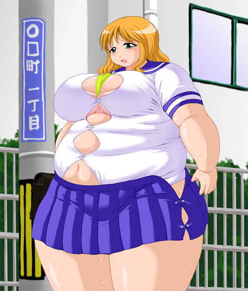 Outdoor chubby anime housewife