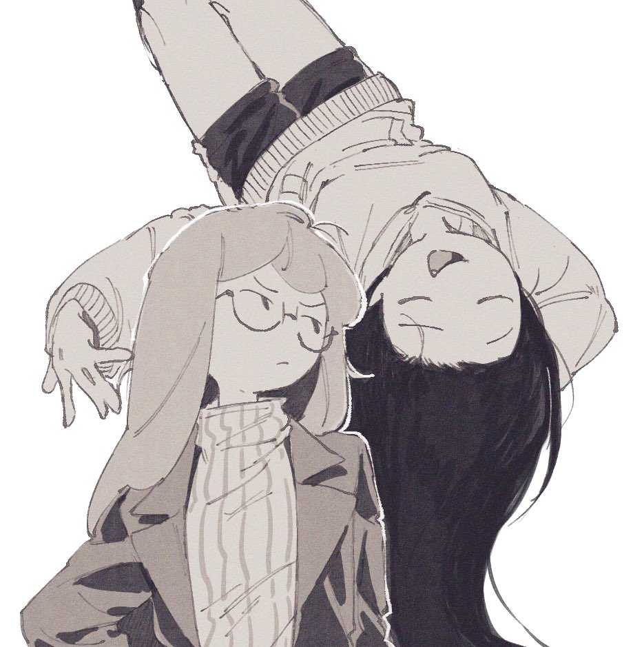2girls adventure_time annoyed bac0n_pancakes fang female_focus floating floating_hair glasses long_hair marceline_abadeer multiple_girls princess_bonnibel_bubblegum sweater