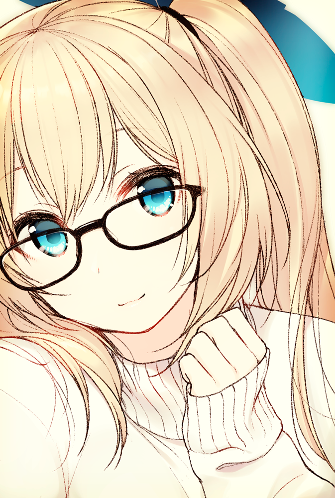 Blonde anime girl with glasses