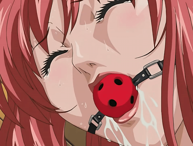 00s 1girl 2006 animated animated_gif anime_screenshot ball_gag bible_black bible_black_black_sacrifice bible_black_night_of_the_walpulgiss closed_eyes drooling gag implied_futanari implied_sex long_hair magic_circle mature_female red_hair saliva shaking_head tagme takashiro_hiroko teacher tears