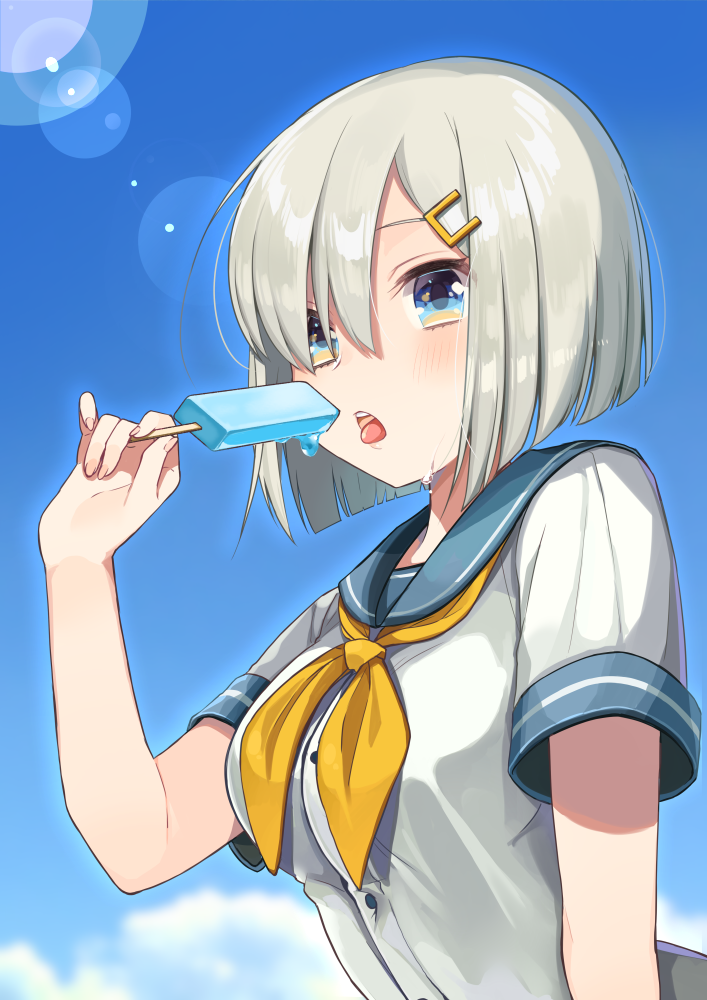 Anime girl eating ice cream