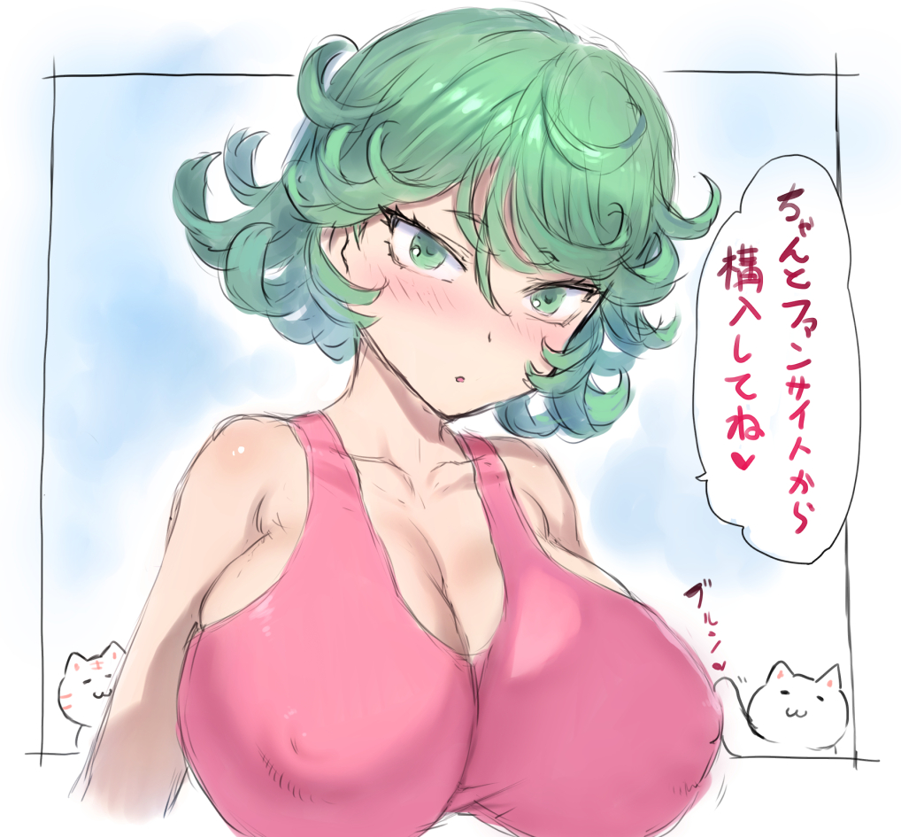 alternate_breast_size_(larger) breasts green_eyes grey_hair large_breasts mogudan no_bra one-punch_man see-through_clothes tatsumaki