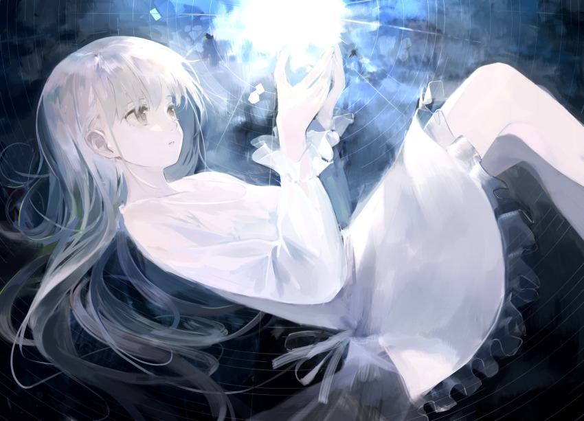 Anime girls with long white hair