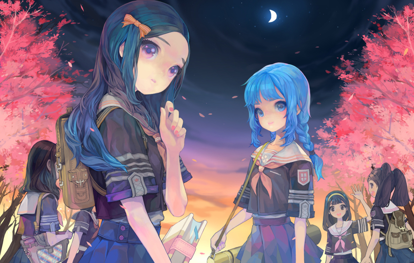 Blue hair anime woman