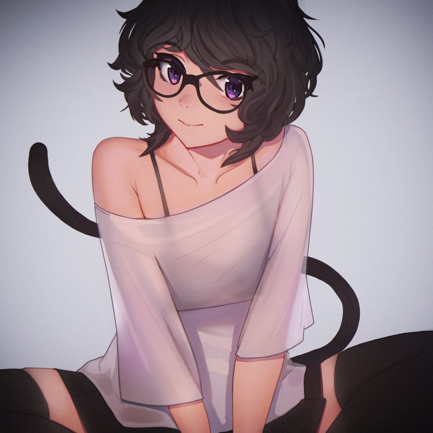 Anime girl with short brown hair and glasses