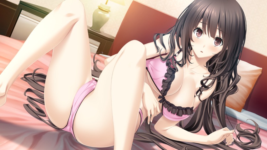 Brunette anime watching panties