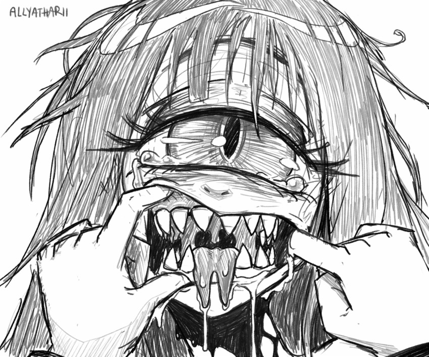 Anime girl sharp teeth