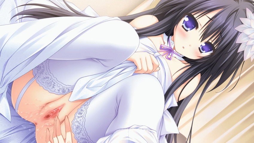 Brunette anime watching panties