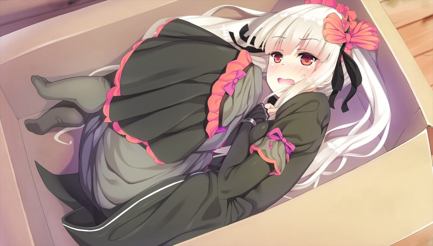 Anime girl curled up