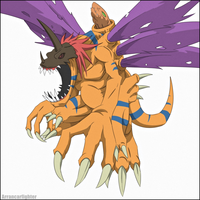 absurdres claws digimon greymon highres horns missile original red_eyes sharp_teeth skullgreymon teeth bad_tag