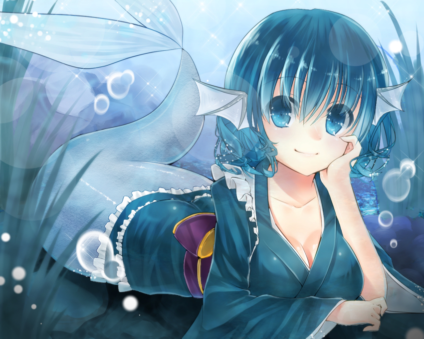 Anime girl with light blue hair