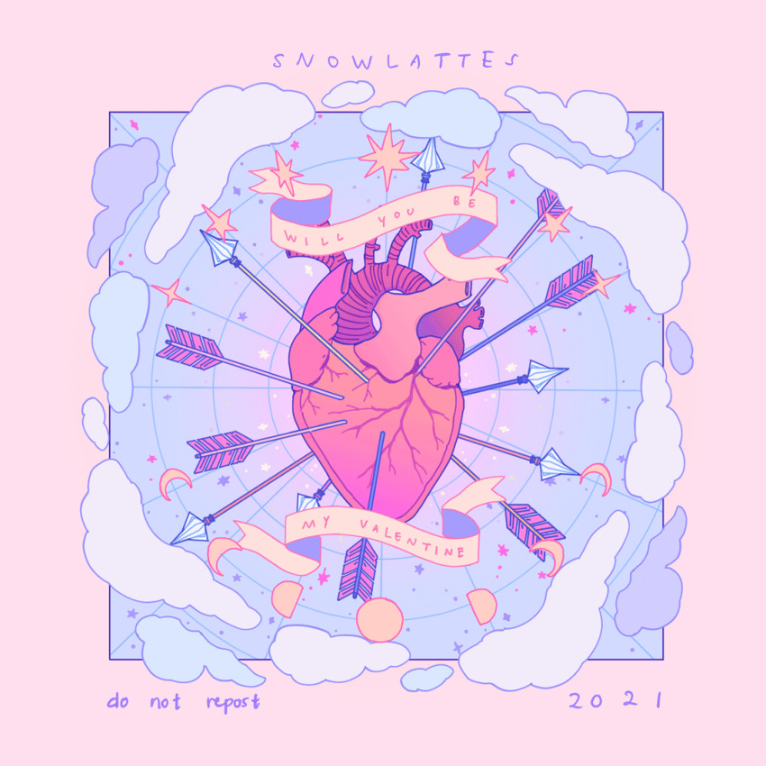 2021 animated animated_gif arrow_(projectile) arrow_through_heart artist_name cloud cloudy_sky commentary dated english_commentary english_text folding gradient_background heart heart_(organ) infinity_symbol looping_animation moon moon_phases no_humans original paper paper_fortune_teller pastel_colors pink_background ribbon simple_background sky snowlattes sparkle star_(sky) star_(symbol) valentine
