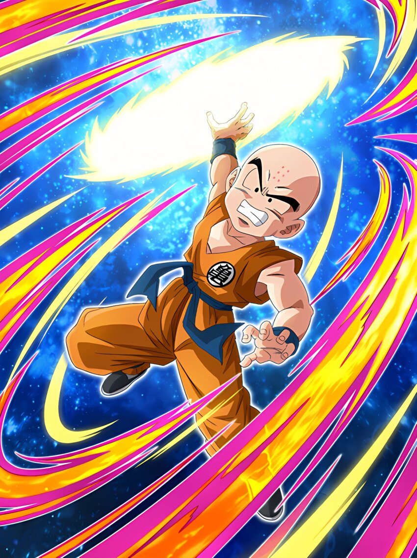 1boy absurdres bald bald_male dokkan_battle dragon_ball highres kienzan kuririn official_art solo tagme
