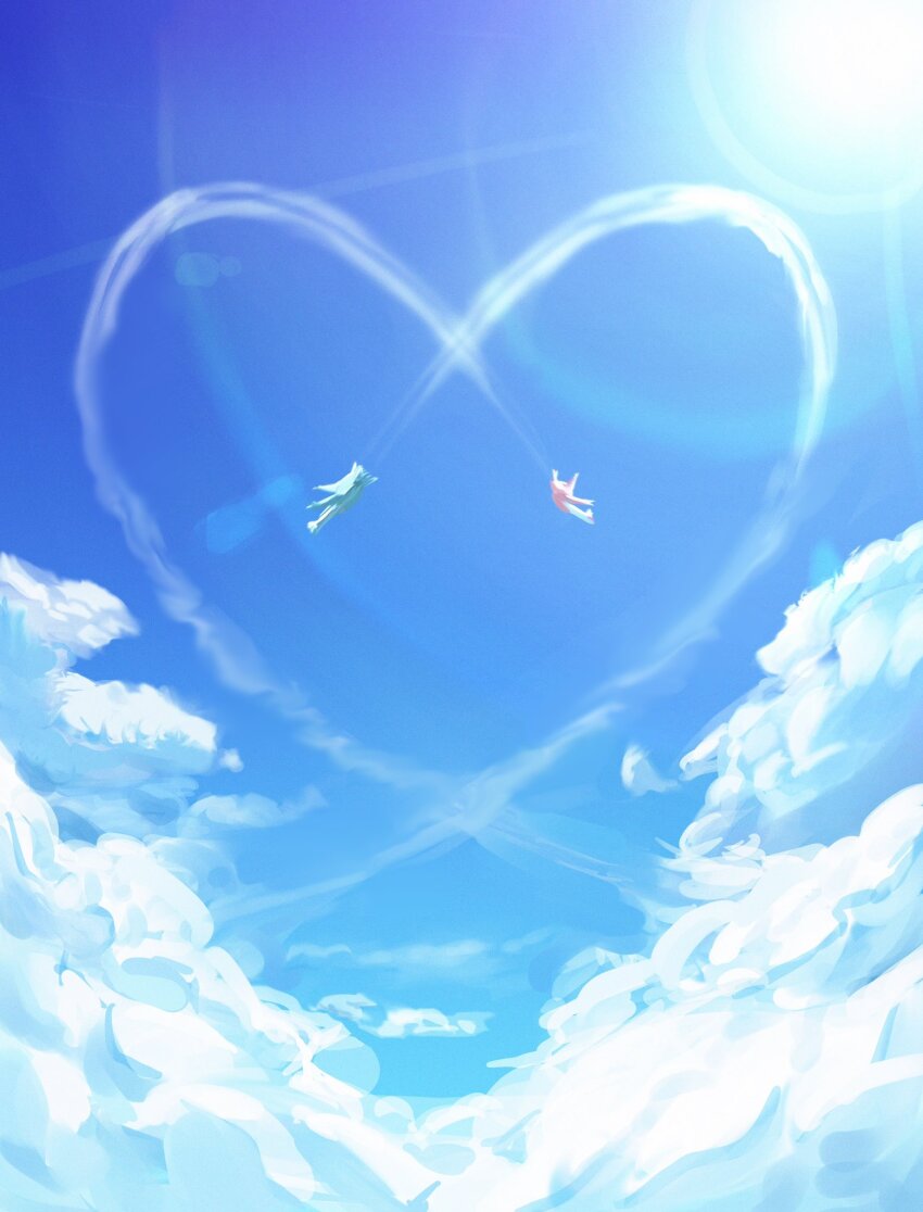 blue_sky cloud day dragon flying gen_3_pokemon highres latias latios legendary_pokemon nintendo no_humans outdoors pokemon pokemon_(creature) sky sonymonster793 wings