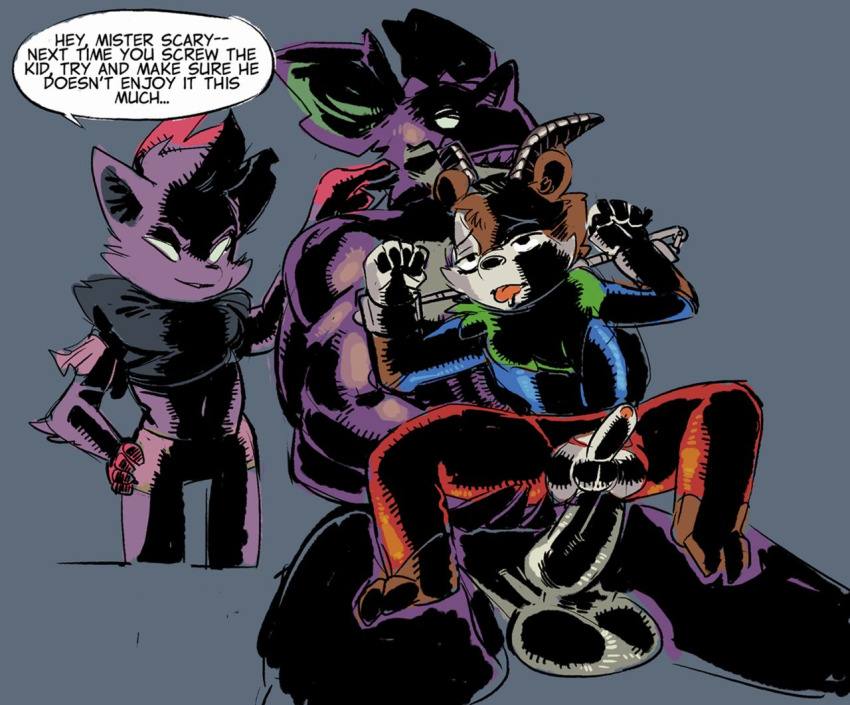 3boys anal apis character_request drooling furrification furry gen_1_pokemon gen_5_pokemon horns large_penis large_testicles monster_boy multiple_boys nidoking nintendo penis pokemon restrained size_difference testicles tongue tongue_out torn_clothes zorua