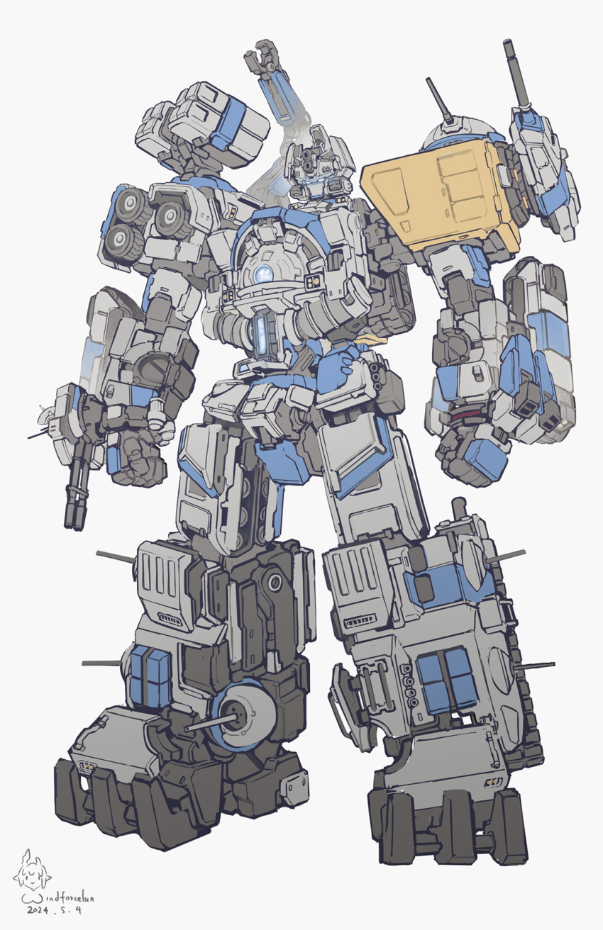 armored_vehicle artist_name cannon caterpillar_tracks clenched_hands command_&amp;_conquer command_&amp;_conquer:_red_alert command_&amp;_conquer:_red_alert_2 commentary dated english_commentary gattai gun highres machine_gun machinery mecha mecha_focus military_vehicle mirage_tank_(red_alert_2) missile_pod motor_vehicle no_humans prism_tank_(red_alert_2) robot science_fiction simple_background standing super_robot tank weapon white_background windforcelan