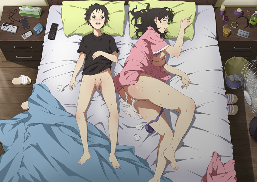 1boy 1girl aftersex age_difference bad_id bad_pixiv_id bar_censor barefoot bed black_eyes black_hair blush bottomless breasts breasts_out brown_hair cellphone censored closed_eyes cum cum_in_ass cum_in_pussy cum_on_bed cum_pool cumdrip drugged drugs electric_fan flaccid foreskin from_above glass has_uncensored_version hetero incest large_breasts lying mature_female mother_and_son nipples no_bra on_back on_side onee-shota original pajamas panties panties_around_leg penis phone pillow pointless_censoring rape short_hair shota sleep_molestation sleeping smaller_dominant sweat tamamono_atae tissue tissue_box underwear used_tissue