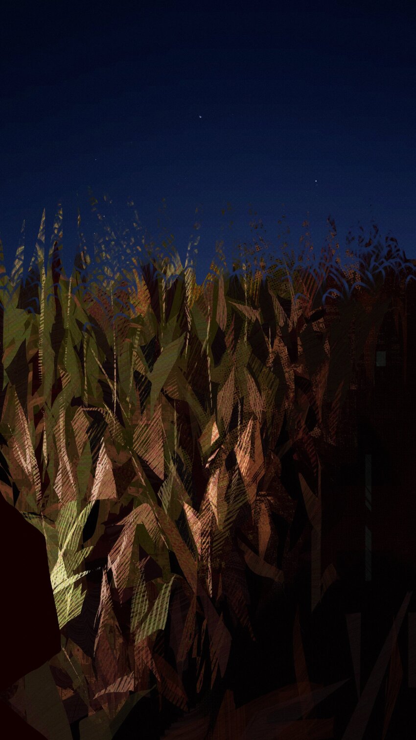 absurdres blue_sky clear_sky commentary corn field highres landscape nature night no_humans original outdoors painterly scenery sky symbol-only_commentary twulfs