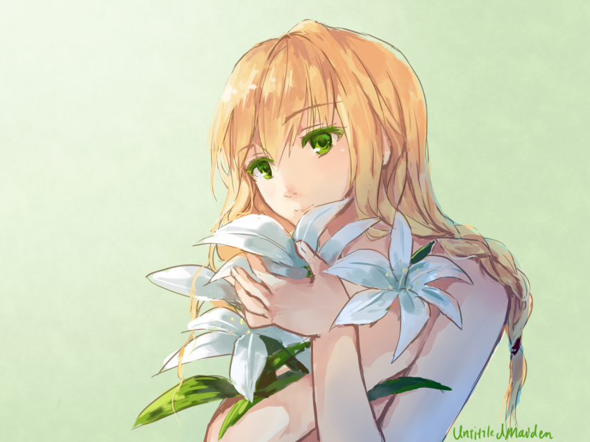 Anime girl with light brown hair and green eyes