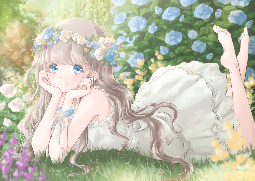 Anime girl lying down