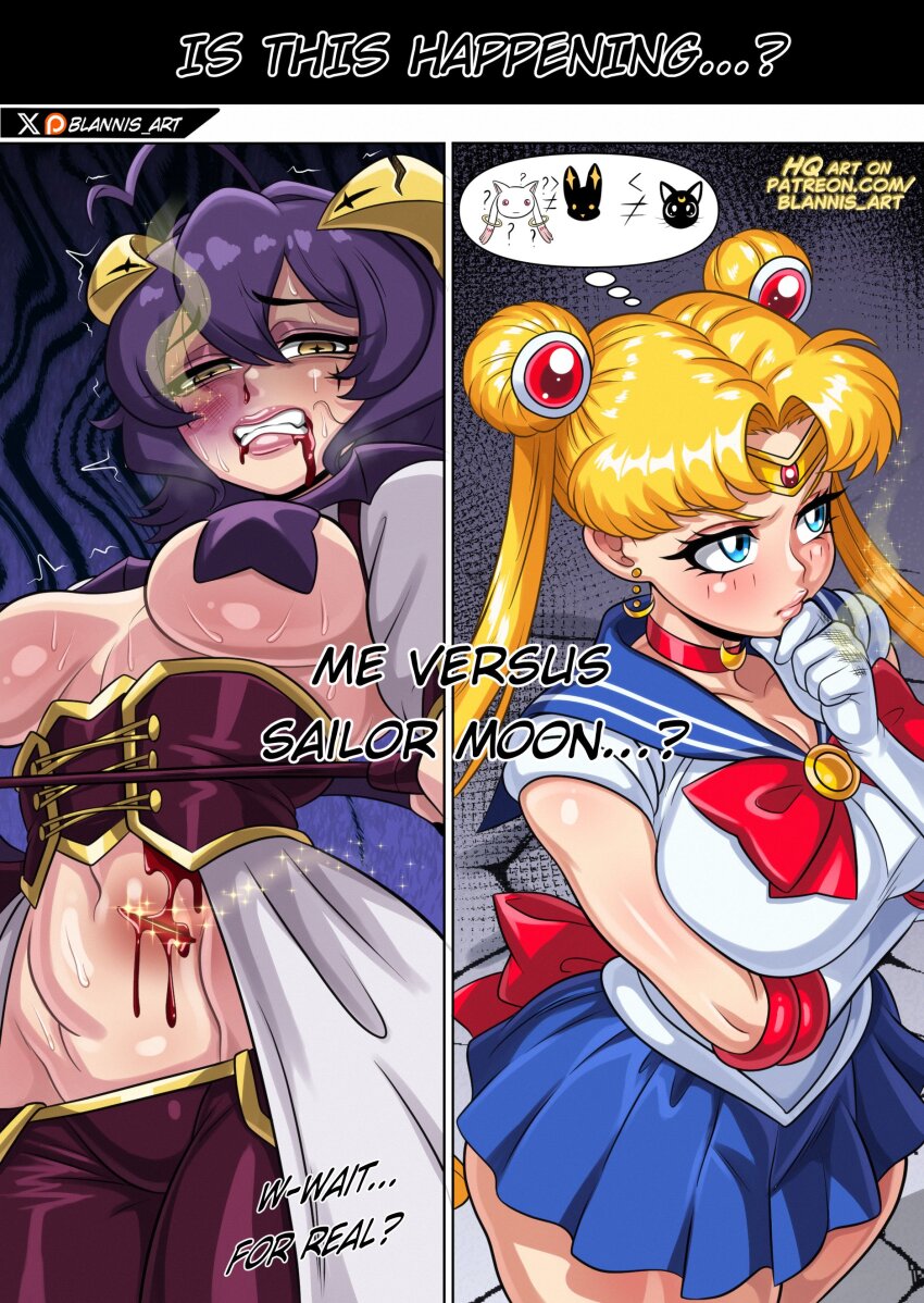 absurdres ahoge artist_name bat_brooch bishoujo_senshi_sailor_moon black_hair blannis blue_sailor_collar blush breastless_clothes breasts choker commentary corset crescent crescent_choker crescent_earrings cross cross-shaped_pupils cross_facial_mark cross_pasties crossover earrings english_commentary facial_mark fold-over_gloves forward-facing_horns highres hiiragi_utena holding holding_riding_crop horns jewelry large_breasts long_hair lowleg lowleg_pants magia_baiser magical_girl mahou_shoujo_ni_akogarete multiple_girls navel open_mouth pants pasties purple_corset red_choker revealing_clothes riding_crop sailor_collar sailor_moon sailor_senshi sailor_senshi_uniform short_hair shrug_(clothing) simple_background star_(symbol) star_pasties symbol-shaped_pupils thick_thighs thighs tsukino_usagi twitter_logo twitter_username white_shrug wings yellow_eyes yellow_horns