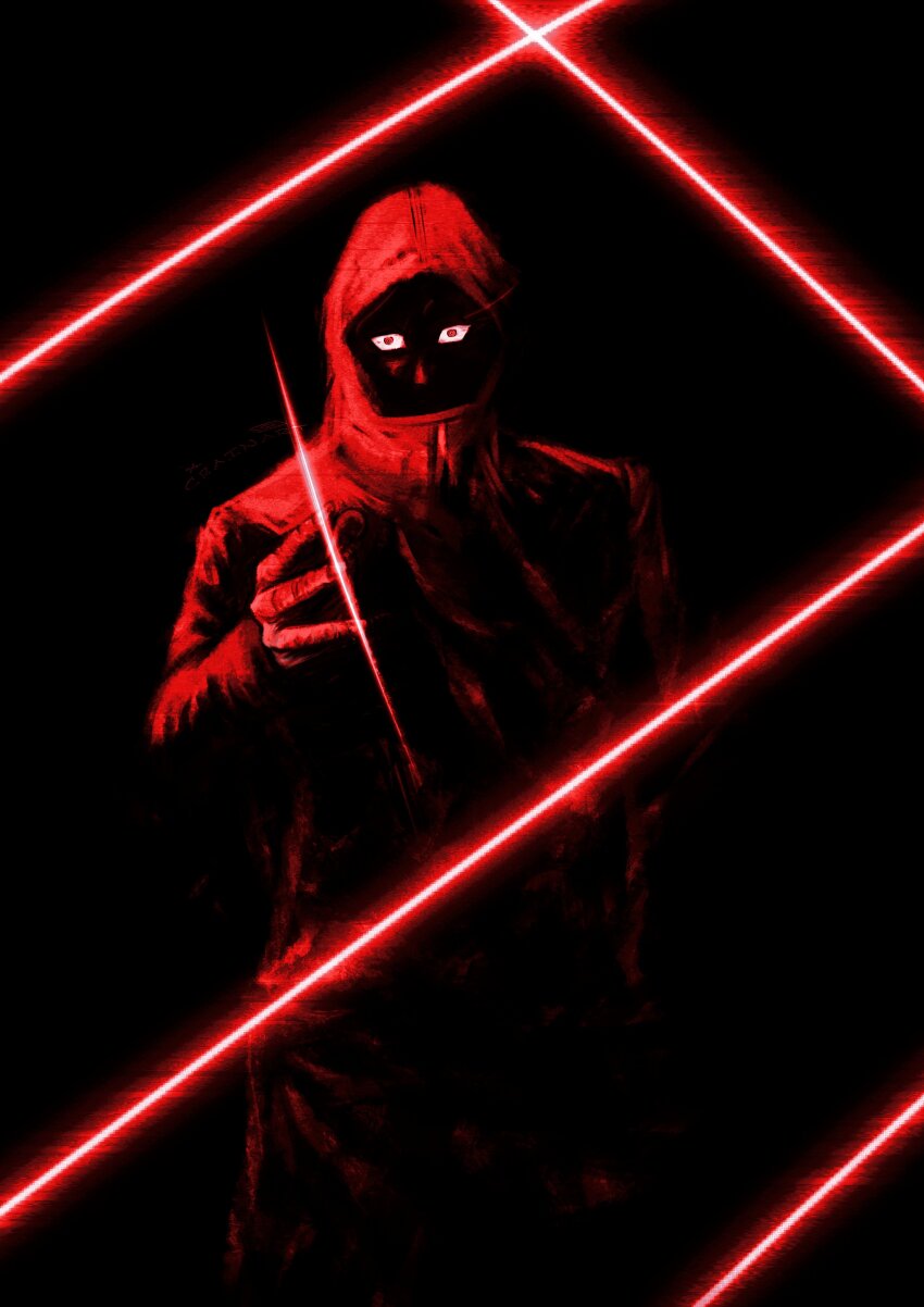 1boy absurdres attack_trail black_flash_(jujutsu_kaisen) black_lightning crain1art creepy_eyes glowing_fist highres hood hooded_jacket incoming_attack itadori_yuuji jacket jujutsu_kaisen jujutsu_kaisen_modulo male_focus red_eyes red_lightning solo