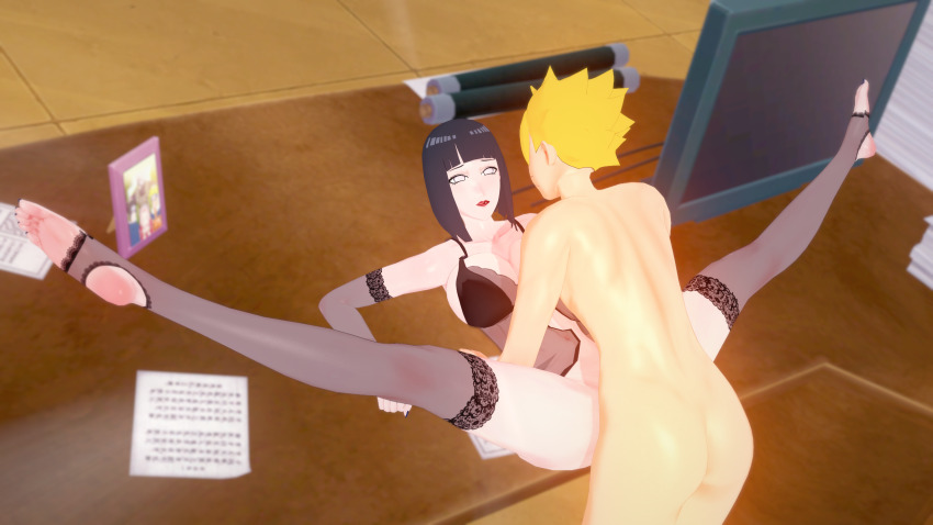 1boy 1girl 3d absurdres bikini black_hair blonde_hair boruto:_naruto_next_generations boruto_uzumaki breasts highres hyuuga_hinata incest koikatsu large_breasts lingerie missionary mother_and_son naruto_(classic) naruto_(series) sex short_hair shota swimsuit underwear uzumaki_boruto vaginal
