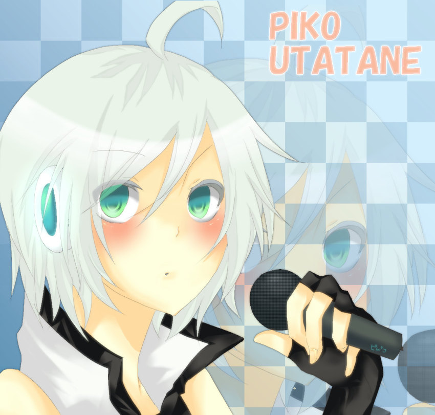 Anime boy with white hair and green eyes