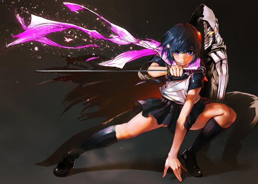 Anime girl ninja with black hair