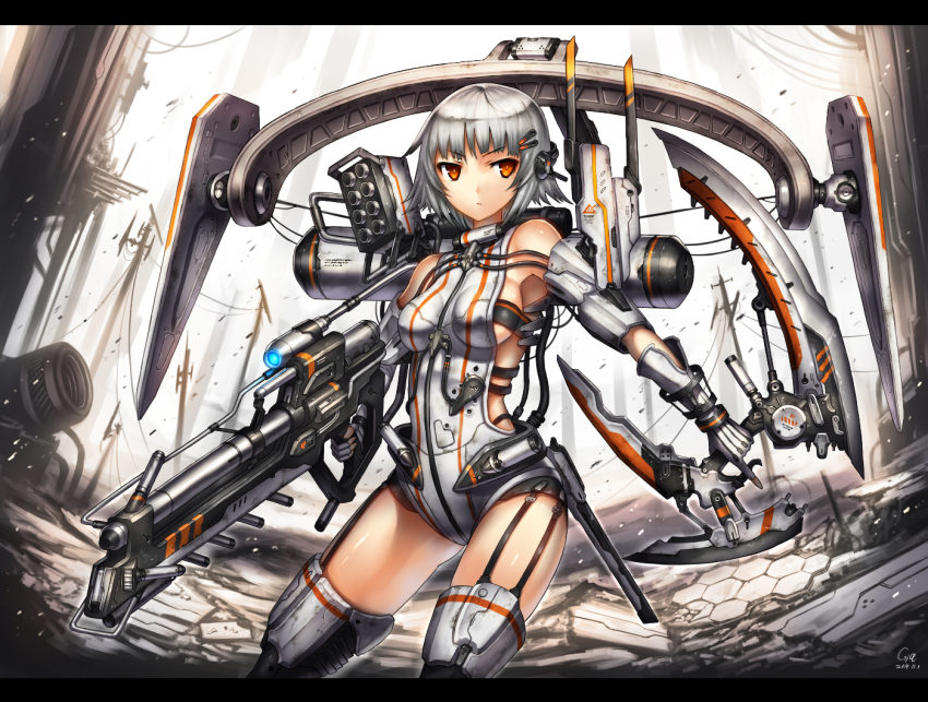 Half robot anime girl