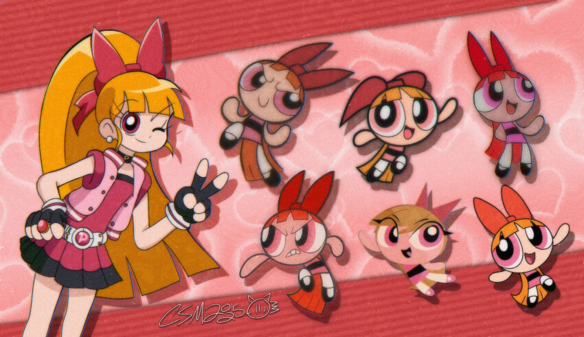 akazutsumi_momoko bad_tag blossom_(ppg) bow cartoon_network child classicsonicmaniac dress gloves hyper_blossom large_bow legs long_hair orange_hair pink_dress pink_eyes ponytail powerpuff_girls powerpuff_girls_(2016) powerpuff_girls_z red_bow shoes smile socks superheroine_costume toei_company warner_bros.