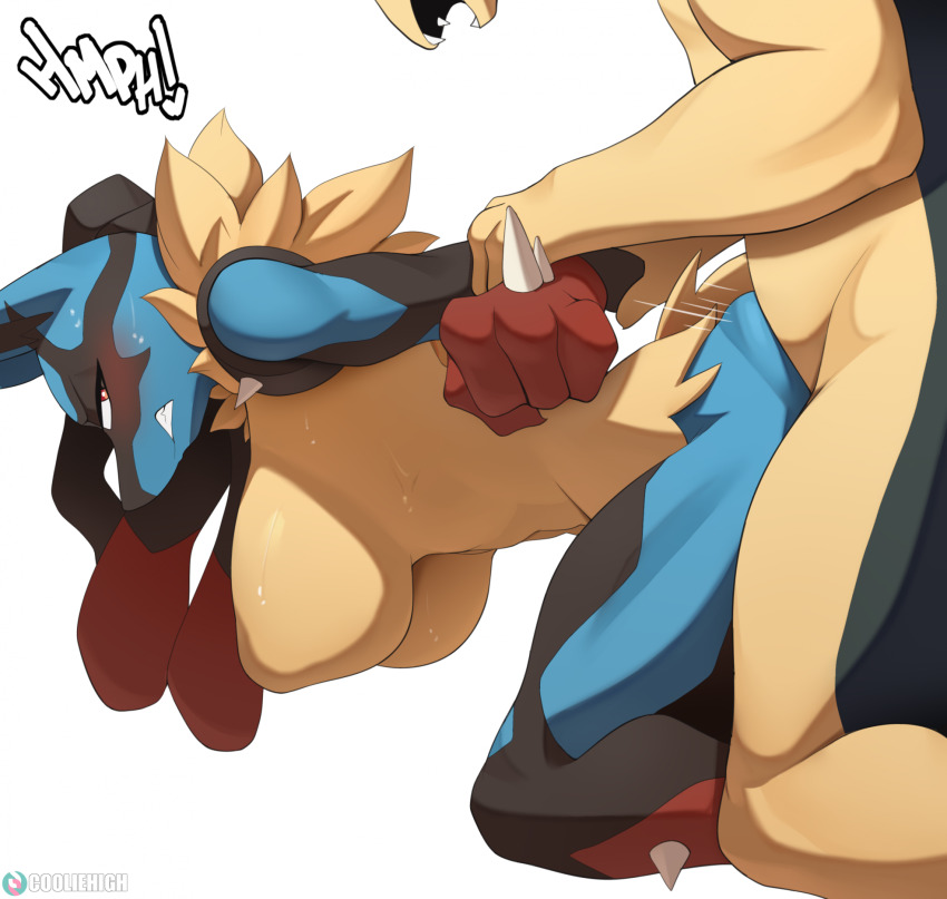 ass breasts cooliehigh from_behind furry furry_with_furry gen_2_pokemon gen_4_pokemon gen_6_pokemon hetero highres large_breasts looking_back lucario mega_evolution mega_lucario mega_pokemon nintendo open_mouth penis pokemon pokemon_(creature) rape sex sex_from_behind simple_background typhlosion white_background