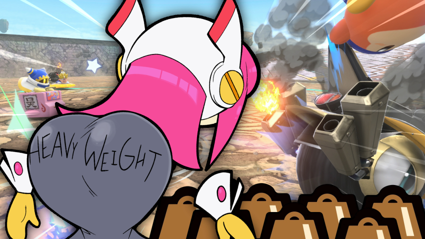 1girl 3d ass bandana_waddle_dee bent_over disembodied_hand female_focus from_behind highres huge_ass kirby_(series) kirby_air_ride kirby_air_riders knuckle_joe long_hair magolor nintendo pink_hair scott_falco susie_(kirby) wide_hips