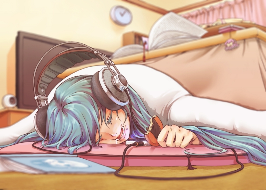 Anime girl sleeping on couch