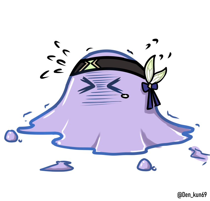 >_< absurdres black_bow black_headband blob bow commentary den_kun69 english_commentary firefly_(honkai:_star_rail) flying_sweatdrops headband highres honkai:_star_rail honkai_(series) objectification simple_background tears twitter_username white_background