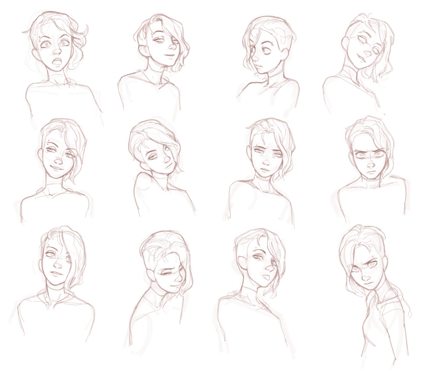 1girl commentary concept_art english_commentary eyebrow_piercing face_piercing feason graphite_(medium) gwen_stacy highres marvel multiple_girls piercing short_hair sketch smile spider-gwen spider-man:_into_the_spider-verse spider-man_(series) spider-verse traditional_media