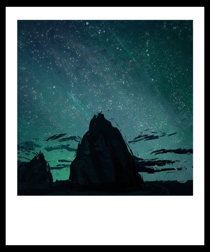 cloud cloudy_sky commentary english_commentary highres landscape mountainous_horizon nature night no_humans original photo_(object) scenery sky sky_focus star_(sky) starry_sky twulfs