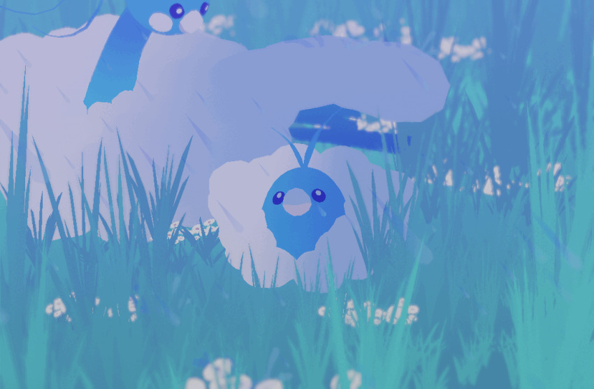 3d altaria animal_focus animated animated_gif bird blender_(medium) blue_eyes bright_pupils commentary english_commentary evolutionary_line flower gen_3_pokemon grass kcamberart looking_at_another low_poly nintendo no_humans outdoors pokemon pokemon_(creature) rain shielding_another_from_rain shielding_another_with_body shielding_with_wing solo_focus swablu water_drop white_flower white_pupils wing_umbrella