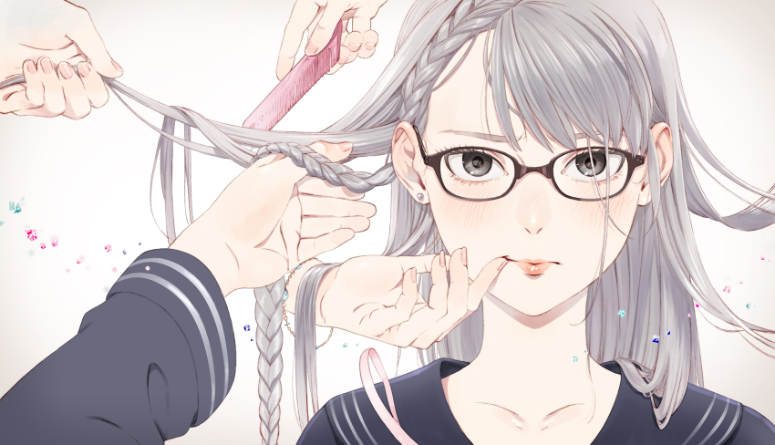 Anime girl with glasses and long hair