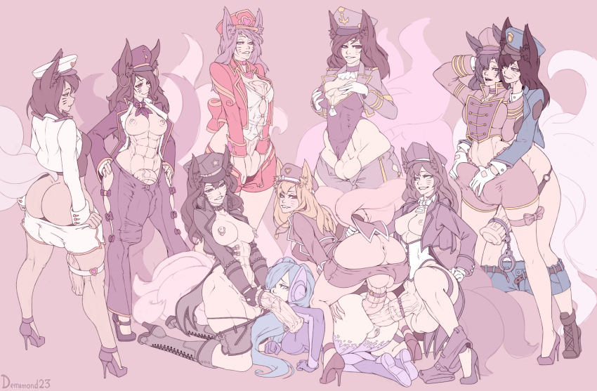 abs ahri_(league_of_legends) anal animal_ears animal_penis anus ass autopaizuri breasts demimond23 dj_sona double_anal double_penetration fox_ears futa_with_female futanari gangbang grabbing_another's_cock group_sex hat high_heels horse_penis league_of_legends masturbation multiple_anal multiple_girls nipples paizuri penis popstar_ahri sex sona_(league_of_legends)
