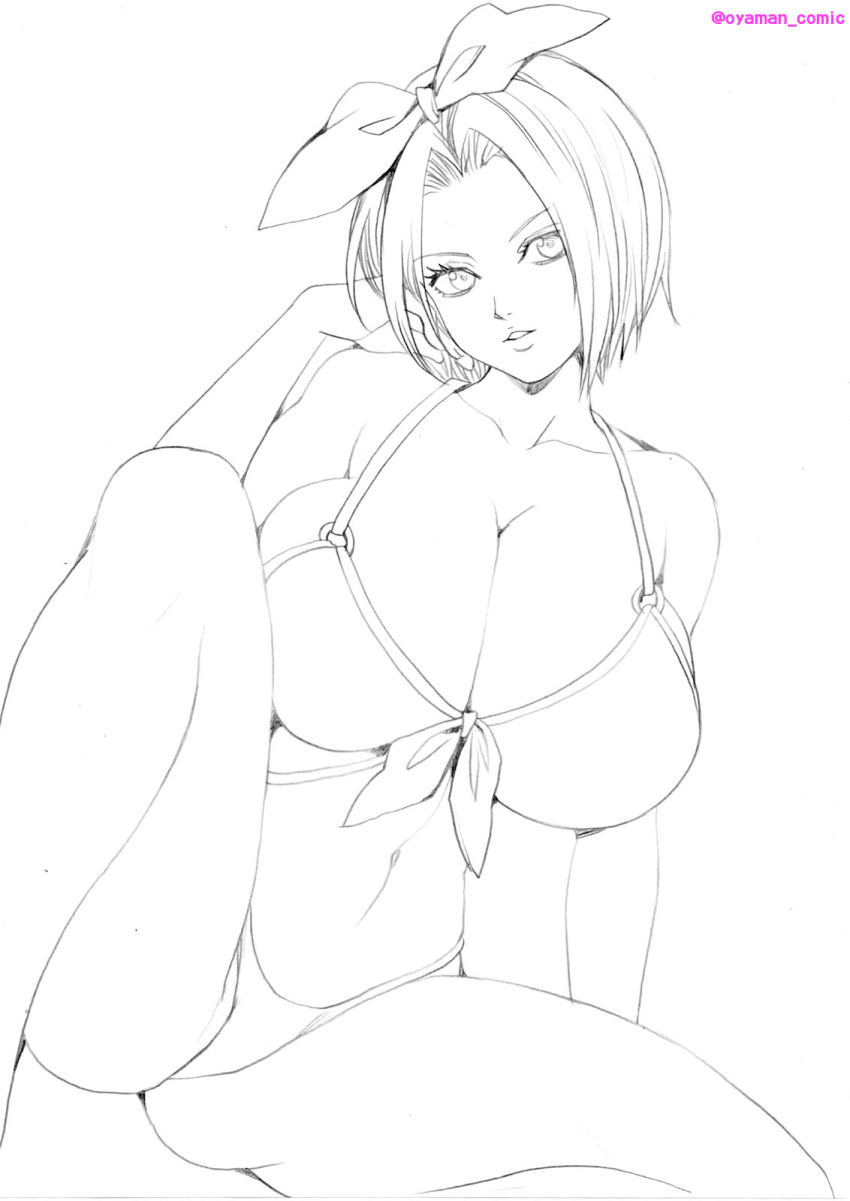 1girl bikini blue_mary breasts female_focus huge_breasts large_breasts oyaman panties short_hair swimsuit the_king_of_fighters thick_thighs thighs underwear
