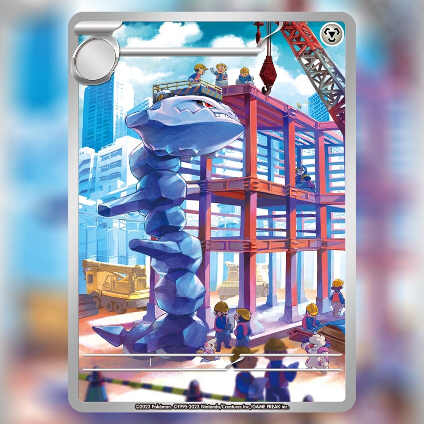 artist_name blue_sky building card_(medium) character_name city closed_mouth cloud commentary company_name construction_site copyright_name copyright_notice crane_(machine) day english_commentary english_text gen_2_pokemon gen_5_pokemon gloves gurdurr hard_hat helmet holding minato_(minat0) multiple_boys nintendo official_art open_clothes open_mouth open_vest orange_vest outdoors pokemon pokemon_(creature) pokemon_card pokemon_focus pokemon_tcg red_eyes sky smile steel_beam steelix teeth textless_version third-party_source timburr trading_card vest white_gloves yellow_helmet