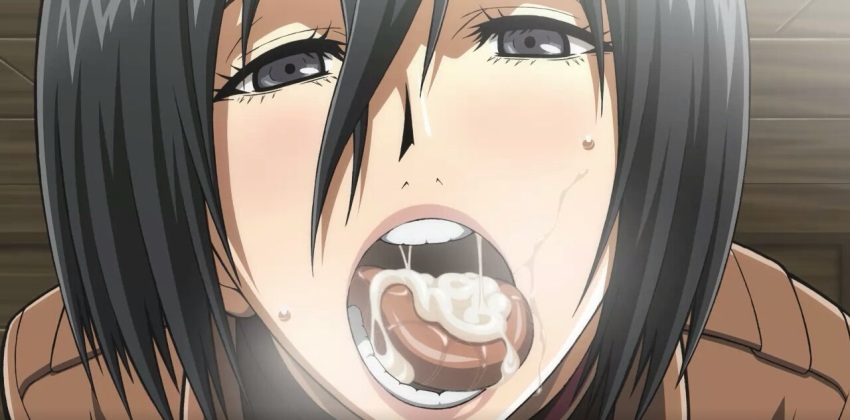 1girl affair after_fellatio bad_tag betrayal black_eyes black_hair blush cheating_(relationship) cum cum_in_mouth cum_on_tongue disgrace disgust female_focus hair_between_eyes half-closed_eyes incest infidelity jean_kirstein looking_at_viewer matching_hair/eyes mikasa_ackerman netorare netorase open_mouth out_of_character paradis_military_uniform saliva saliva_trail shingeki_no_kyojin short_hair solo sweatdrop takapiko teeth tongue tongue_out trash unfaithful